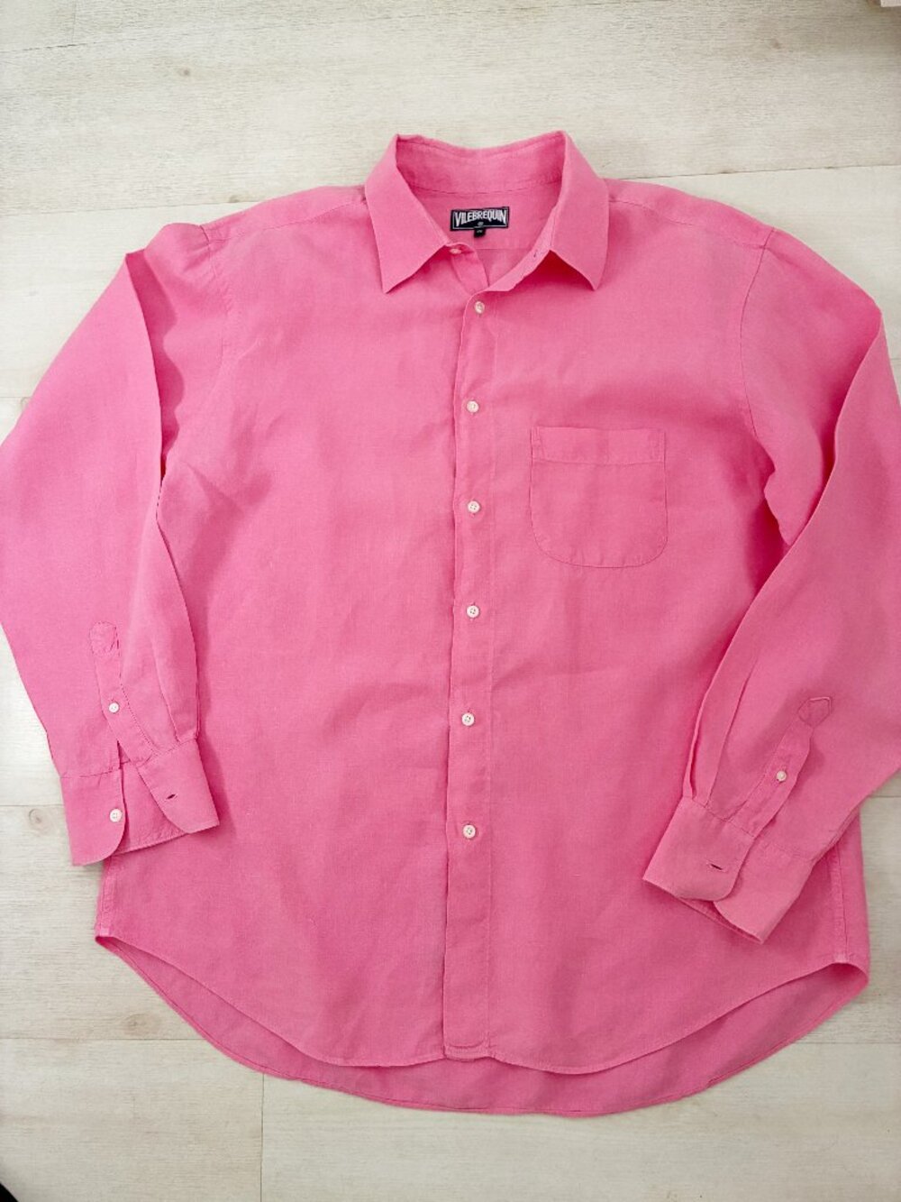 Vilebrequin Men's 100% Linen Long Sleeve Button Down Shirt Pink Size XXL